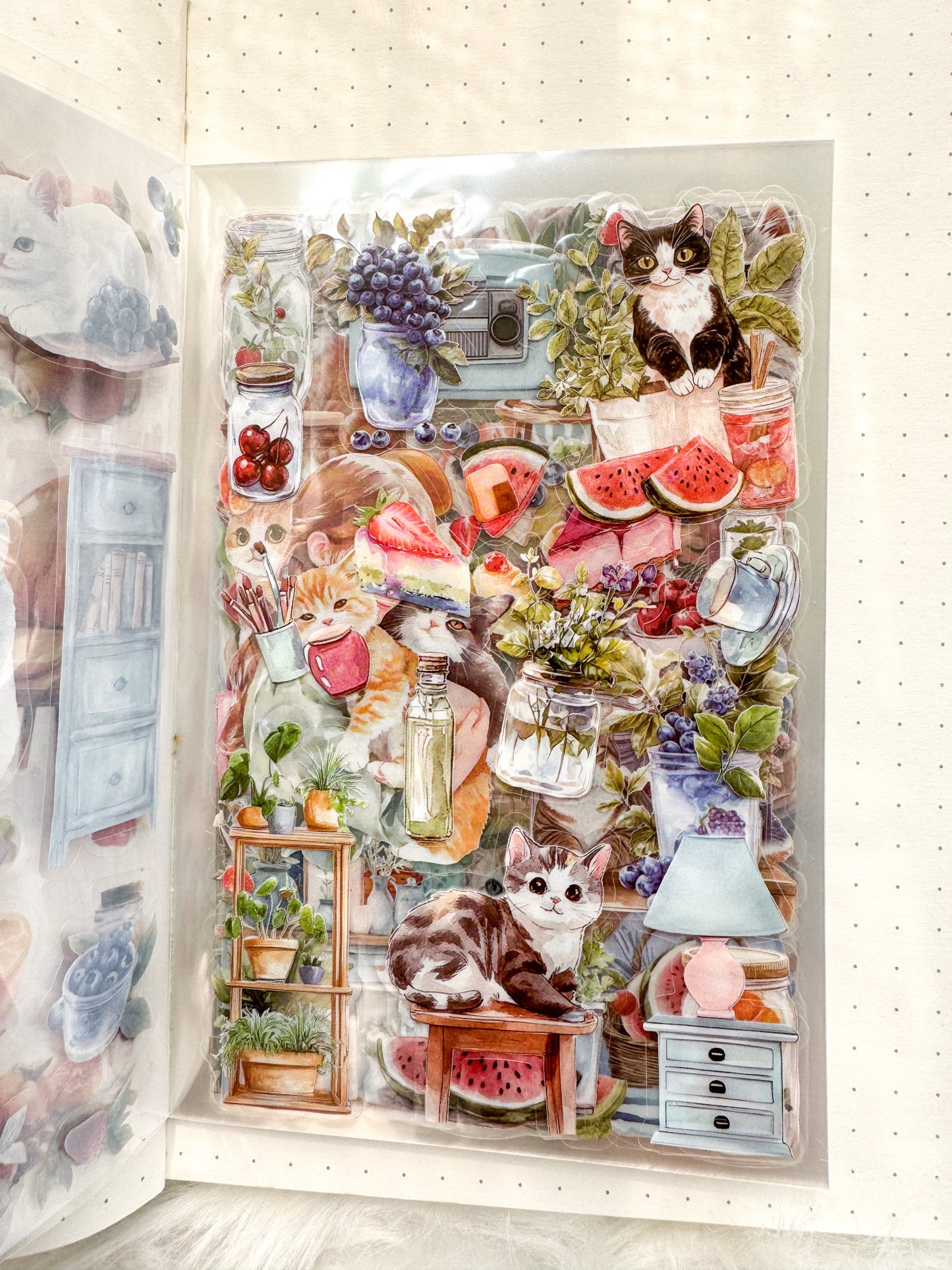 Bfmcl401 Berry Cat Time Sticker Transparent Book | Over 300 Stickers - 20 Sheets