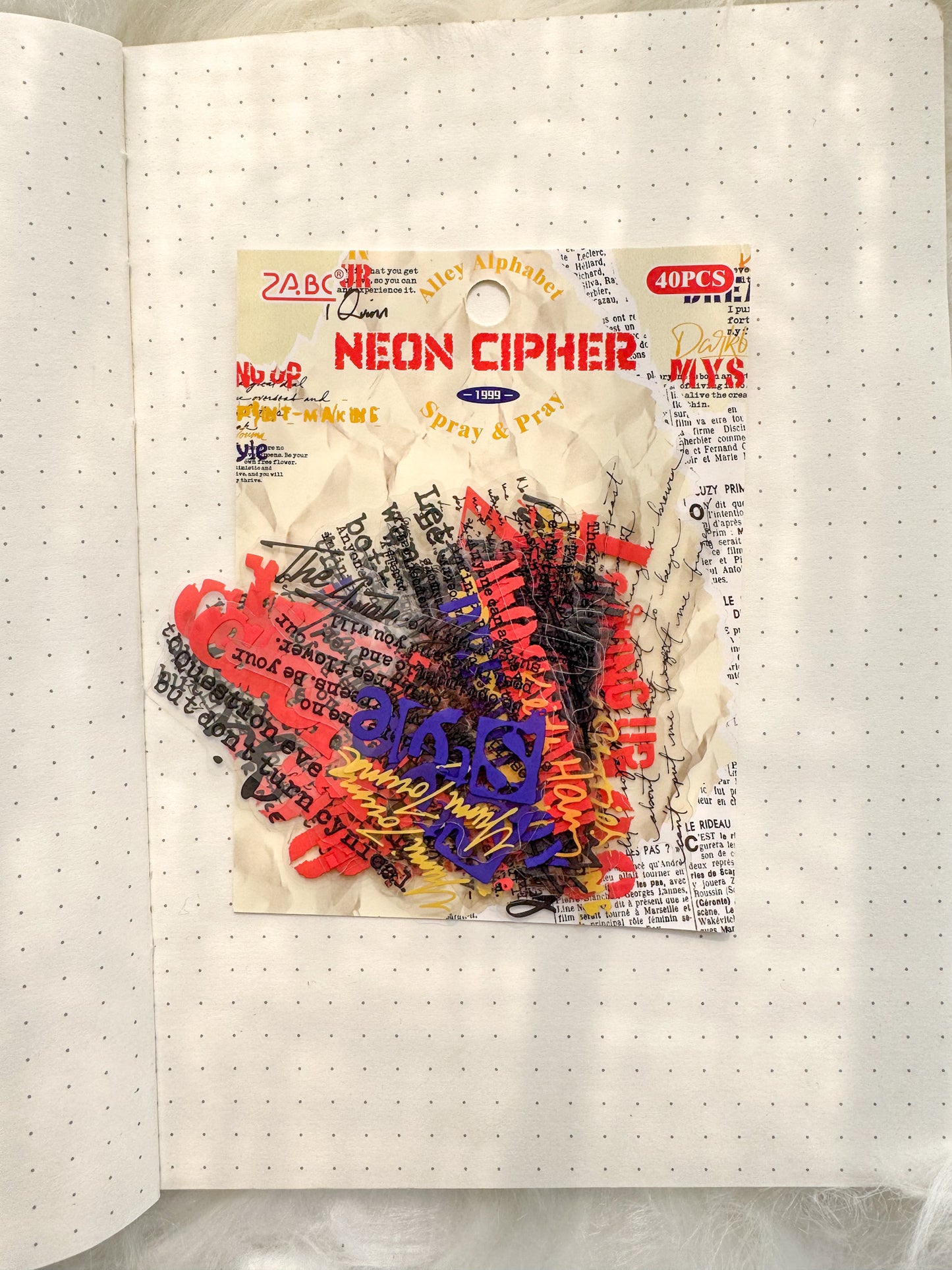 Zjxy603 Neon Cipher Sentence Sticker Transparent | 40Pcs