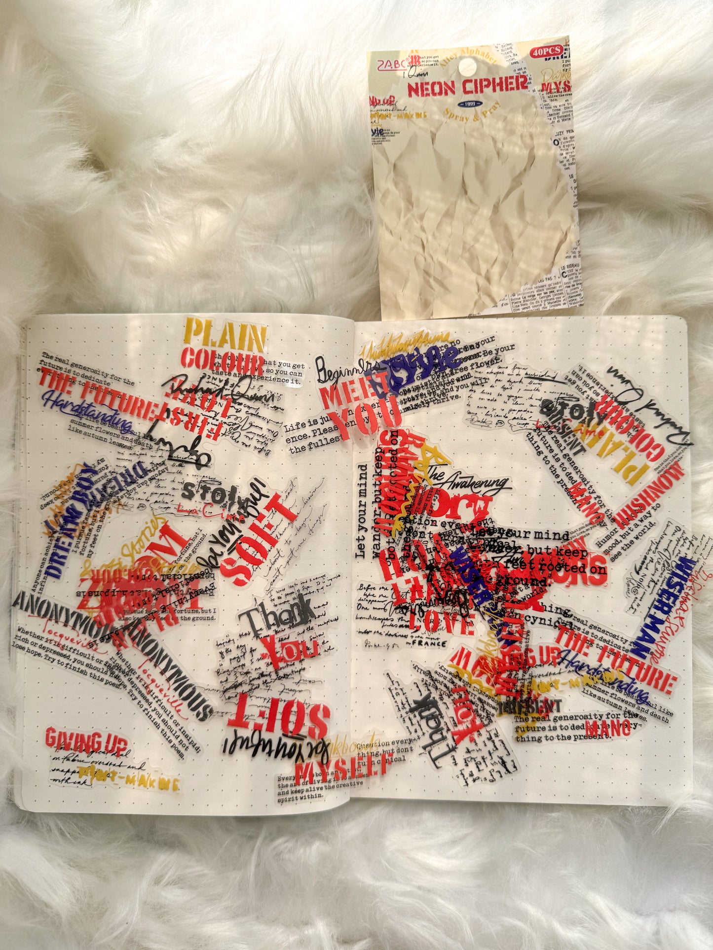 Zjxy603 Neon Cipher Sentence Sticker Transparent | 40Pcs