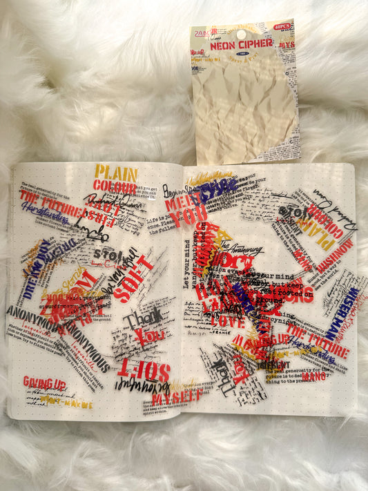 Zjxy603 Neon Cipher Sentence Sticker Transparent | 40Pcs