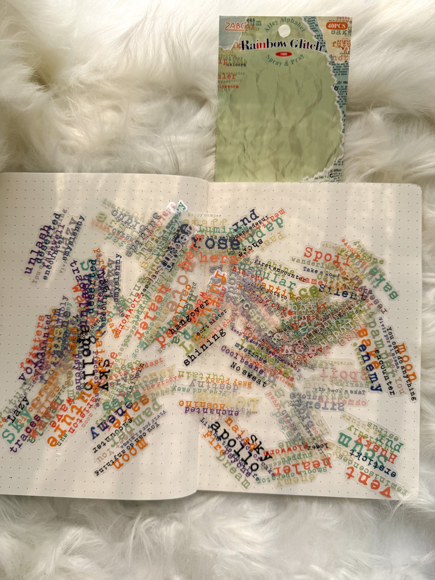 Zjxy605 Rainbow Sentence Sticker Transparent | 40Pcs