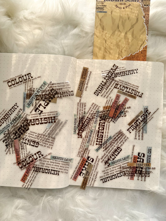 Zjxy604 Brown Script Sentence Sticker Transparent | 40Pcs