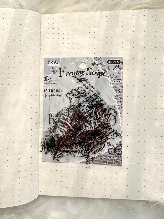 Zjxy602 Evening Script Sentence Sticker Transparent | 40Pcs