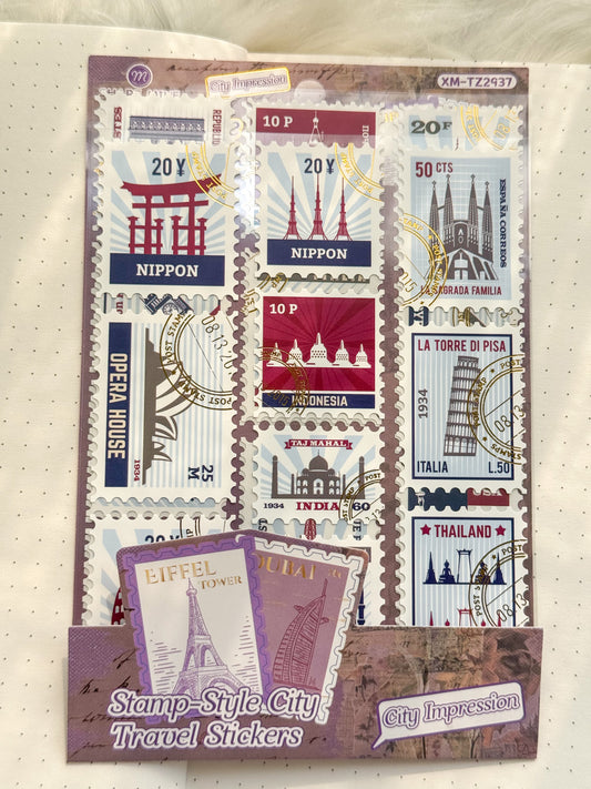 Xmtz2937 Stamp Sticker Sheet Paper Sticker Foiled | 4 Sheet