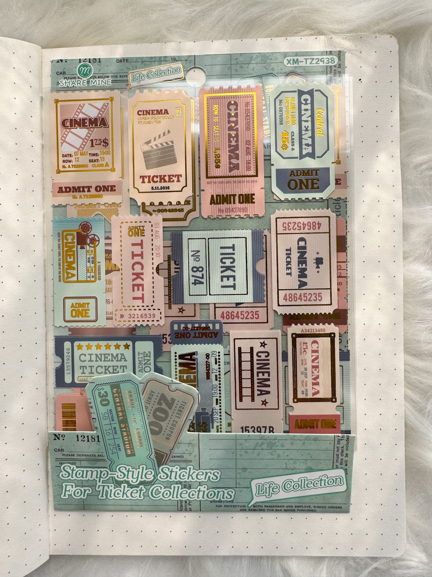 Xmtz2937 - 5 Stamp Sticker Sheet Paper Sticker Foiled | 4 Sheet