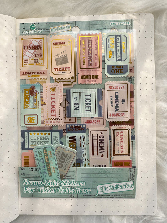 Xmtz2937 - 5 Stamp Sticker Sheet Paper Sticker Foiled | 4 Sheet