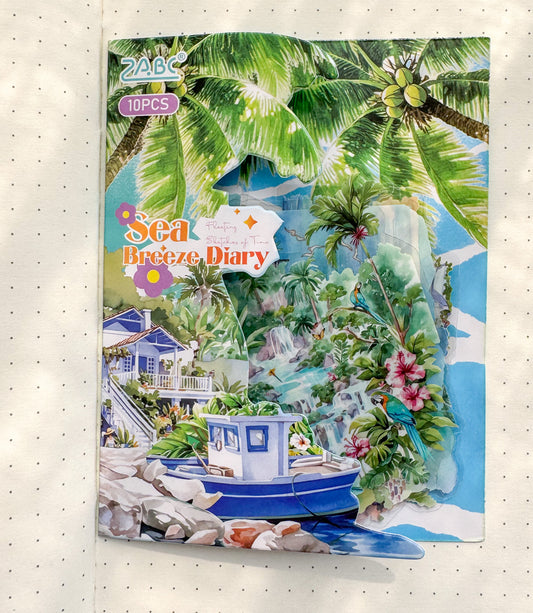 Ssqh402 Sea Breeze Diary Transparent Pet Sticker | 10 Pcs