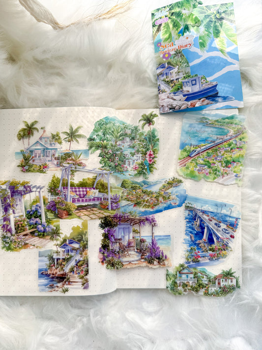 Ssqh402 Sea Breeze Diary Transparent Pet Sticker | 10 Pcs