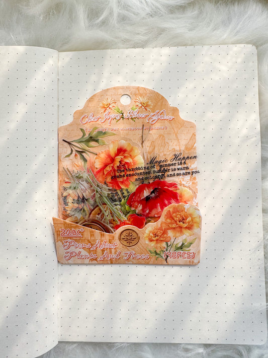 Cmsx606 Flower Seal Quotes Transparent Stickers | 40 Pcs