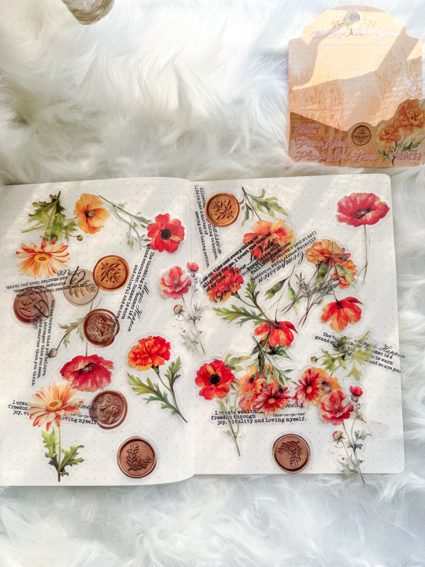 Cmsx606 Flower Seal Quotes Transparent Stickers | 40 Pcs