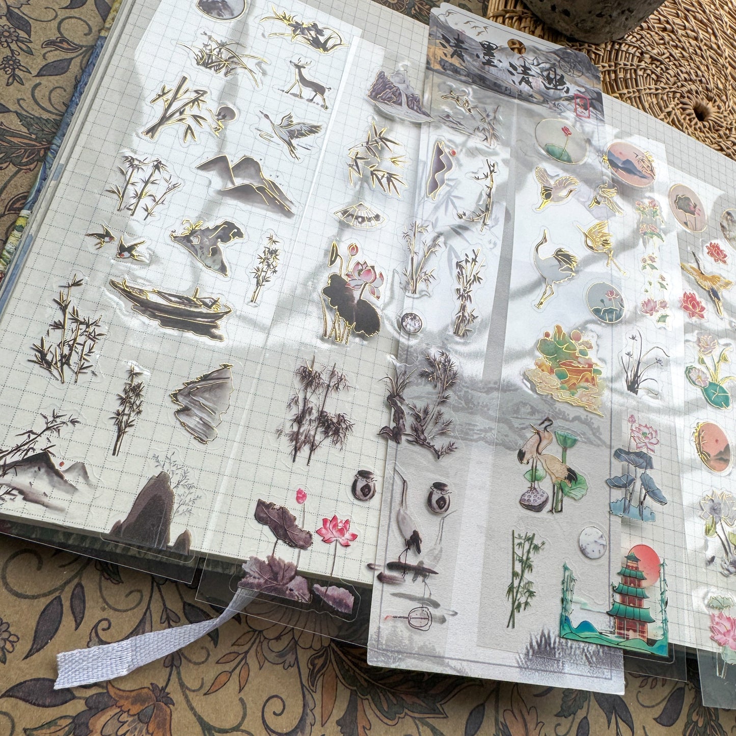 GCFY402 - sticker pack ancient fashion elegant series Chinese style cut film pet hand book material stickers 4 pieces