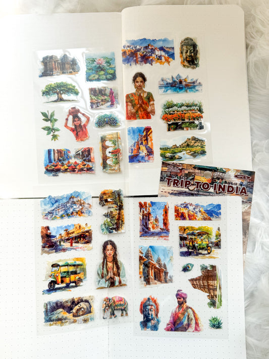 Lgyh1212 Trip To  India Travel  Pet Transparent Sticker PreCut | 150*100mm 4 Sheet