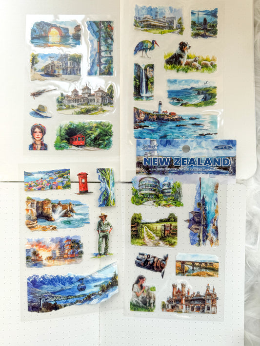 Lgyh1210 Trip To  New Zealand Travel  Pet Transparent Sticker PreCut | 150*100mm 4 Sheet