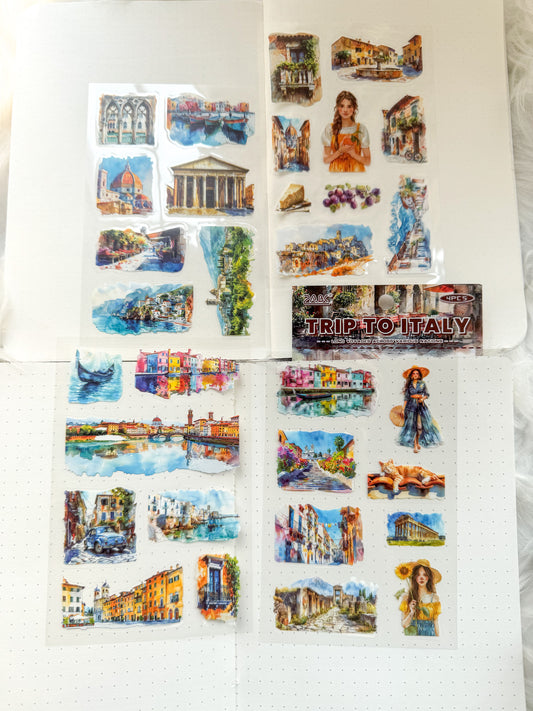 Lgyh1211 Trip To Italy Travel  Pet Transparent Sticker PreCut | 150*100mm 4 Sheet