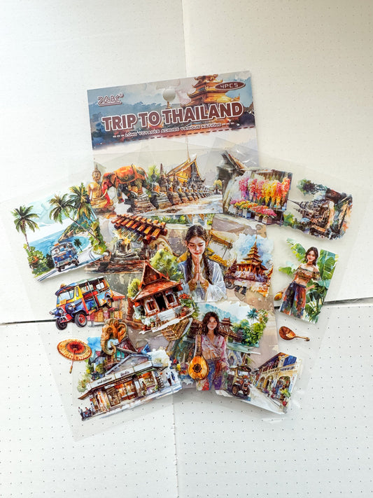 Lgyh127 Trip To Thailand Travel  Pet Transparent Sticker PreCut | 150*100mm 4 Sheet