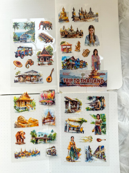 Lgyh127 Trip To Thailand Travel  Pet Transparent Sticker PreCut | 150*100mm 4 Sheet