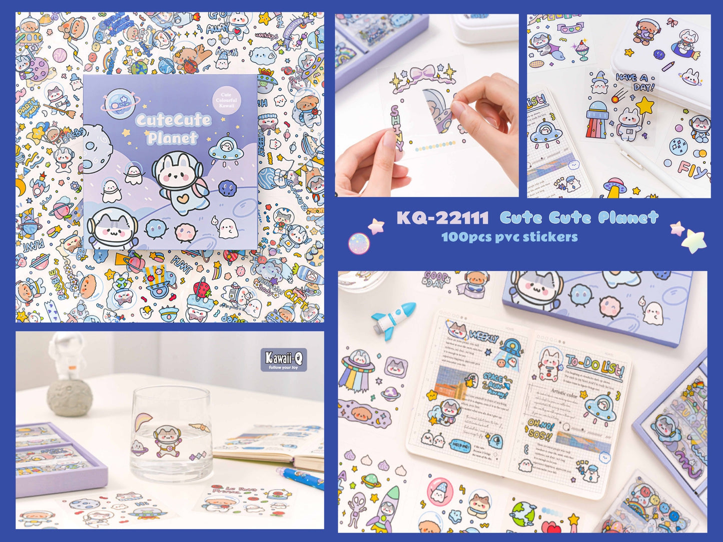 DSKQ22111 - Kawaii Decorative Sticker Pack | Cute Cute Planet | Cartoon Kawaii Series | 80*80mm | 100 Sheets