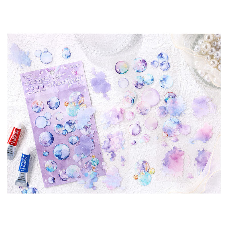 LLTX603 - pet stickers glass sugar heart series creative cut film stickers handbook material stickers 4 pieces