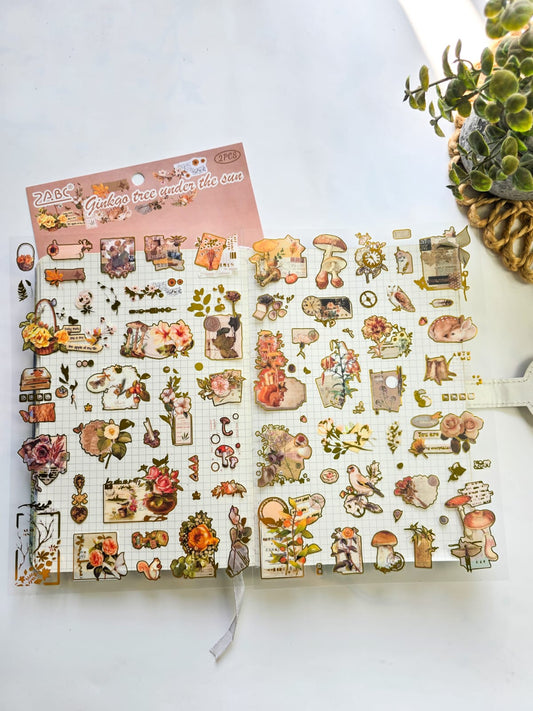 LNHB602 - flat posting paper fleeting pictorial series retro cutting film stamping hand account creative sticker diy