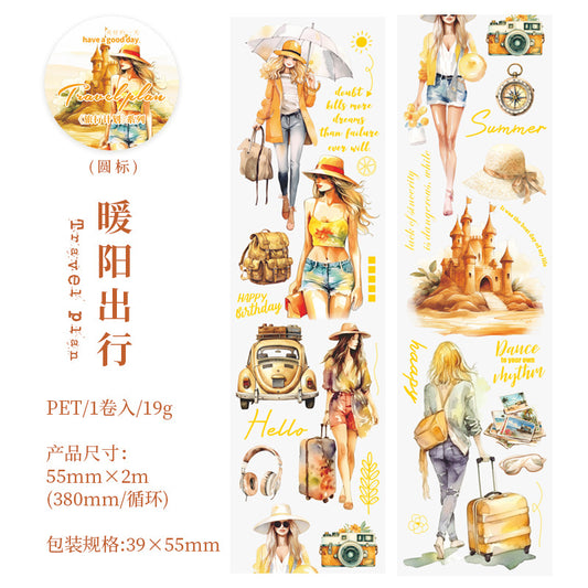MHD-LXJH002-Travel Theme Transparent PET Sticker Roll | 55 mm | 2mtr