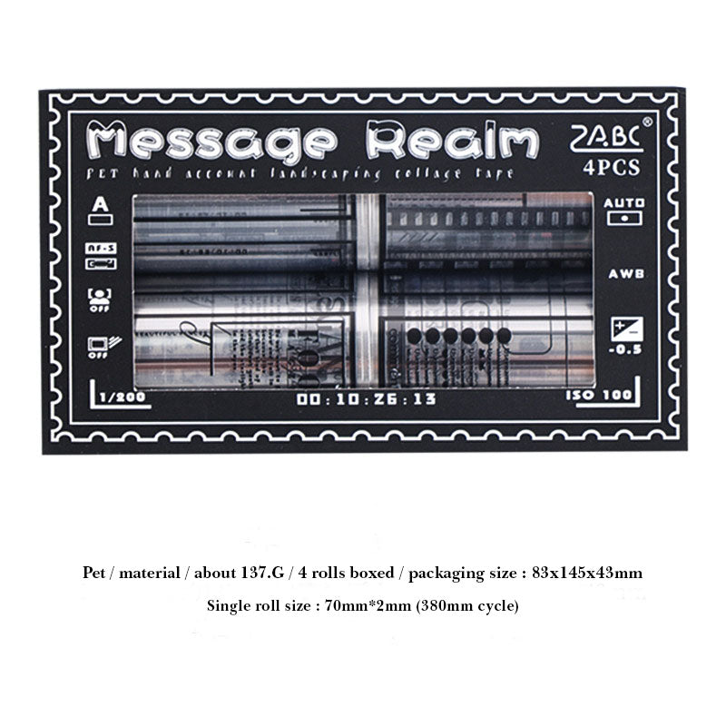LYJJ101 -Sticker Roll| boxed tape message realm series landscaping boxed film cutting handbook pet circulation sticker 4 rolls
