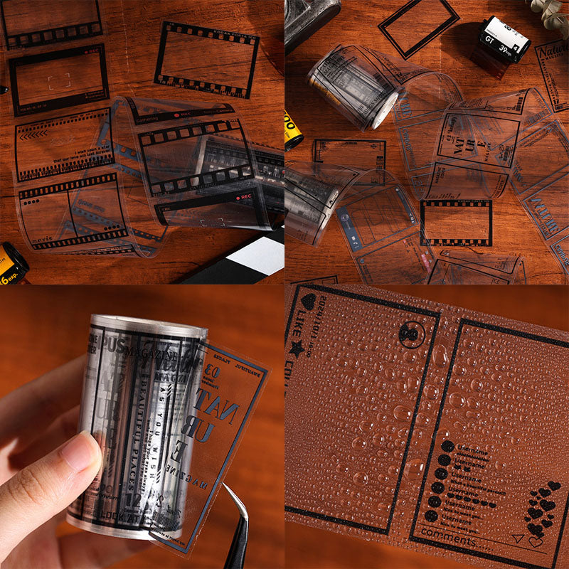 LYJJ101 -Sticker Roll| boxed tape message realm series landscaping boxed film cutting handbook pet circulation sticker 4 rolls