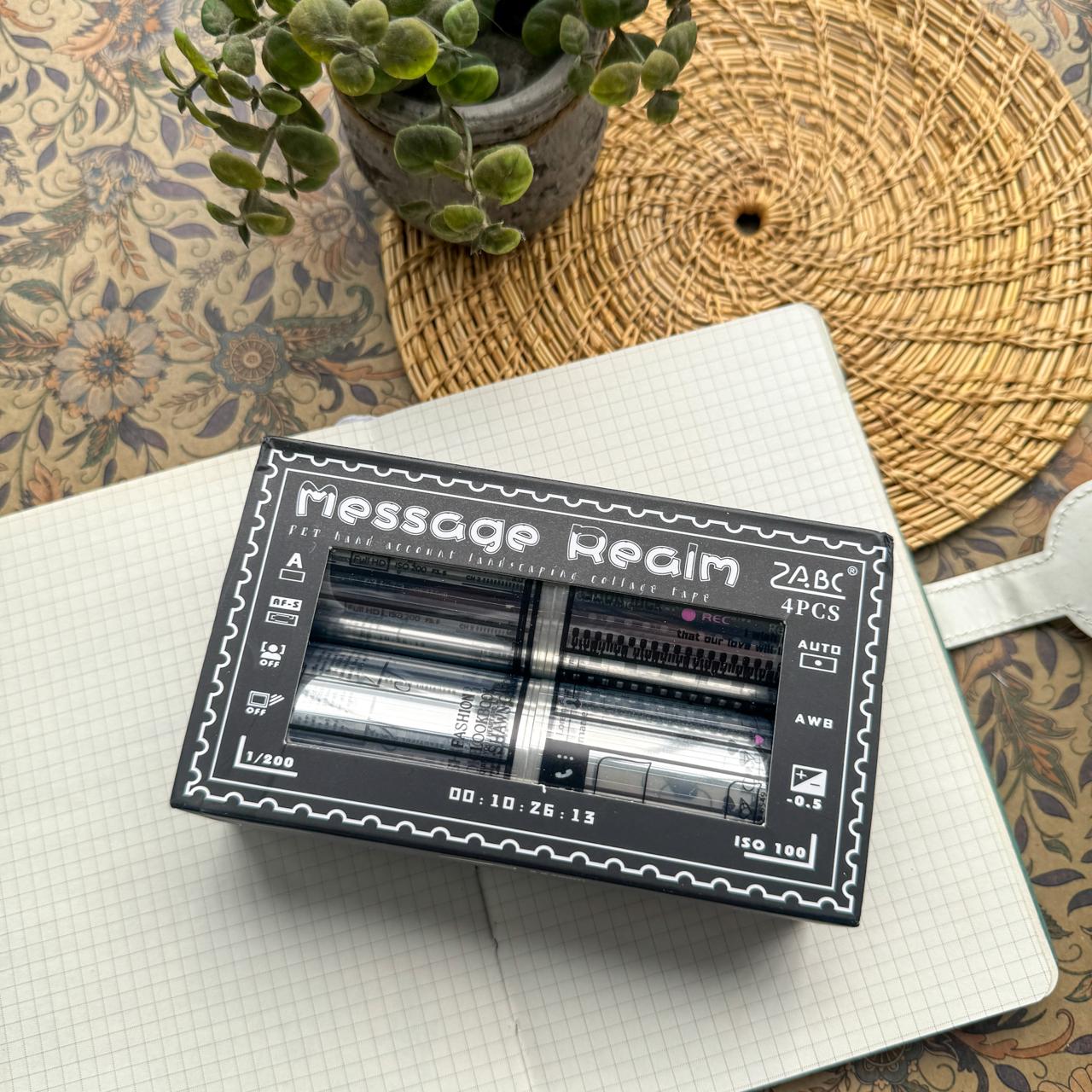 LYJJ101 -Sticker Roll| boxed tape message realm series landscaping boxed film cutting handbook pet circulation sticker 4 rolls