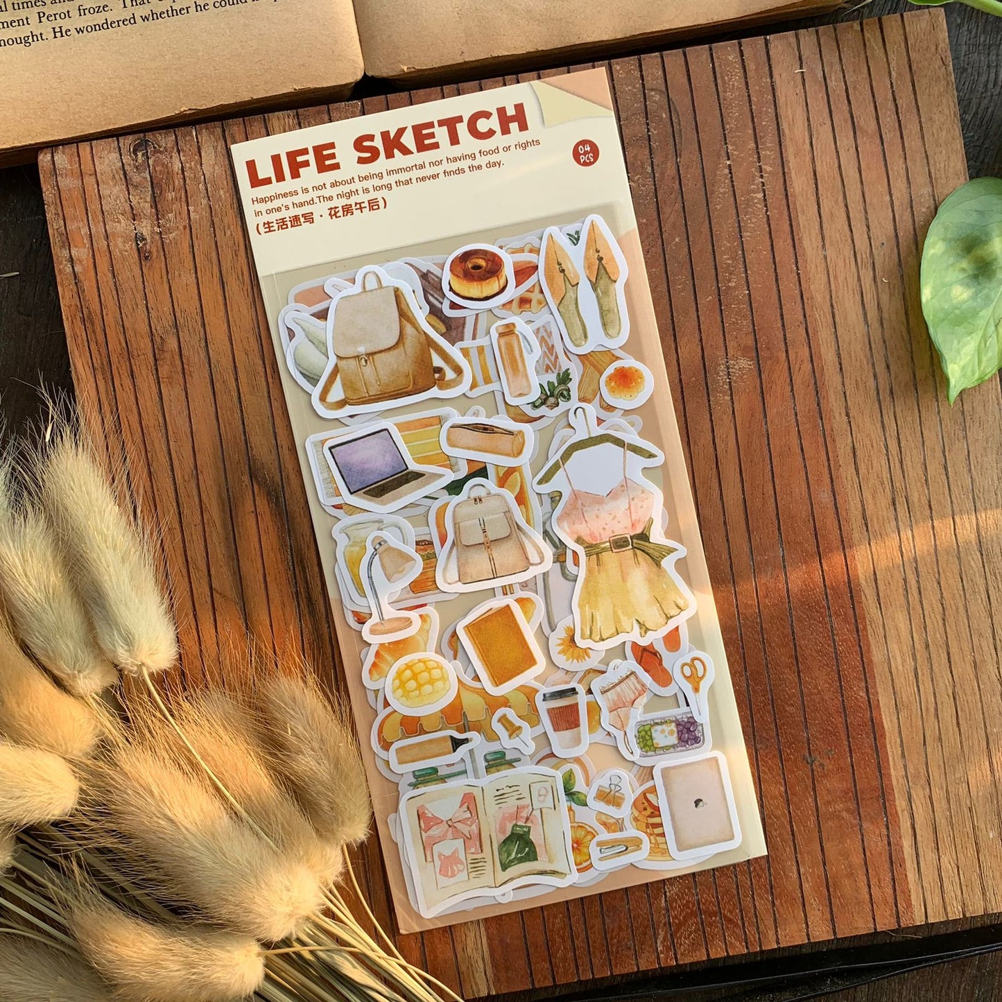 Tz2308bbl- e LIFE SKETCH DECOR STICKER 4 SHEETS