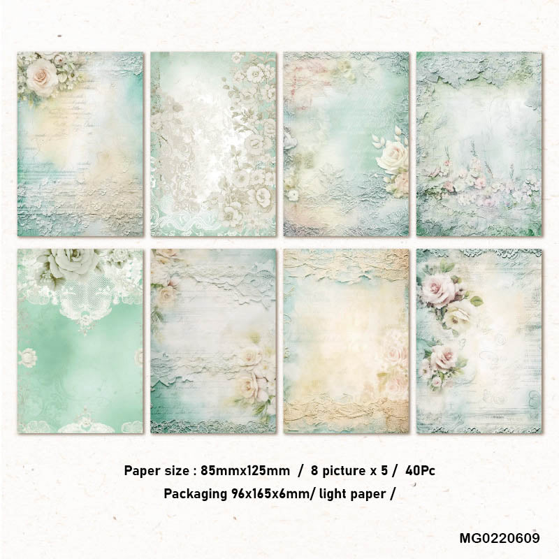 MG0220609 Retro Flower Paper Sheets 85*125Mm 40Pc