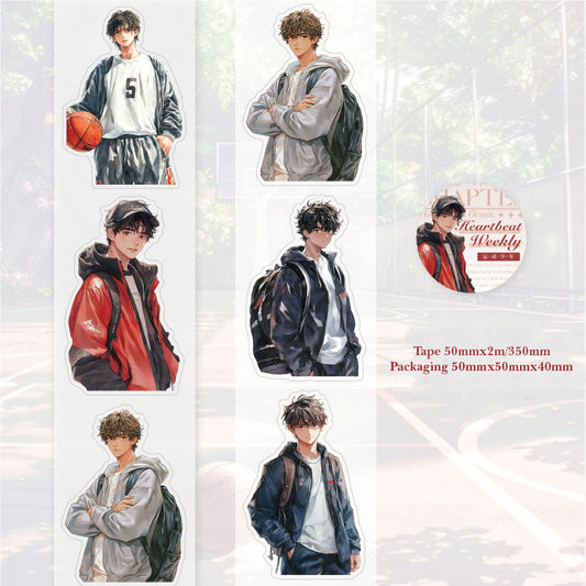 MG036-0549-Twilight PET tape Heart Weekly series Youth theme notebook DIY decoration recycling stickers 6 types