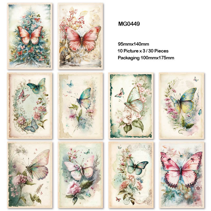 Mg0449 Retro Butterfly Paper Sheets 95*140Mm 30P