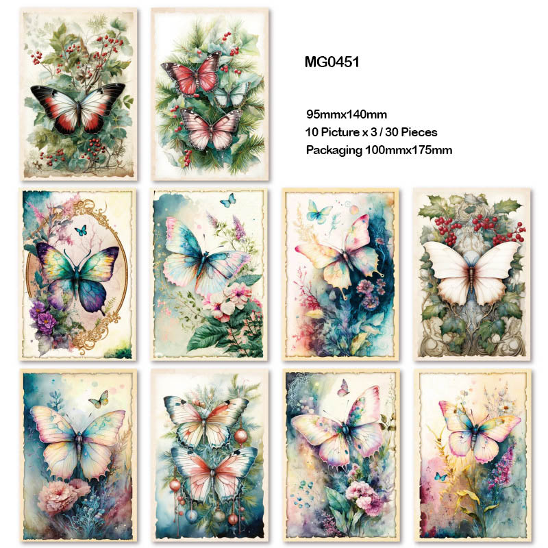 Mg0451 Retro Butterfly Paper Sheets 95*140Mm 30P