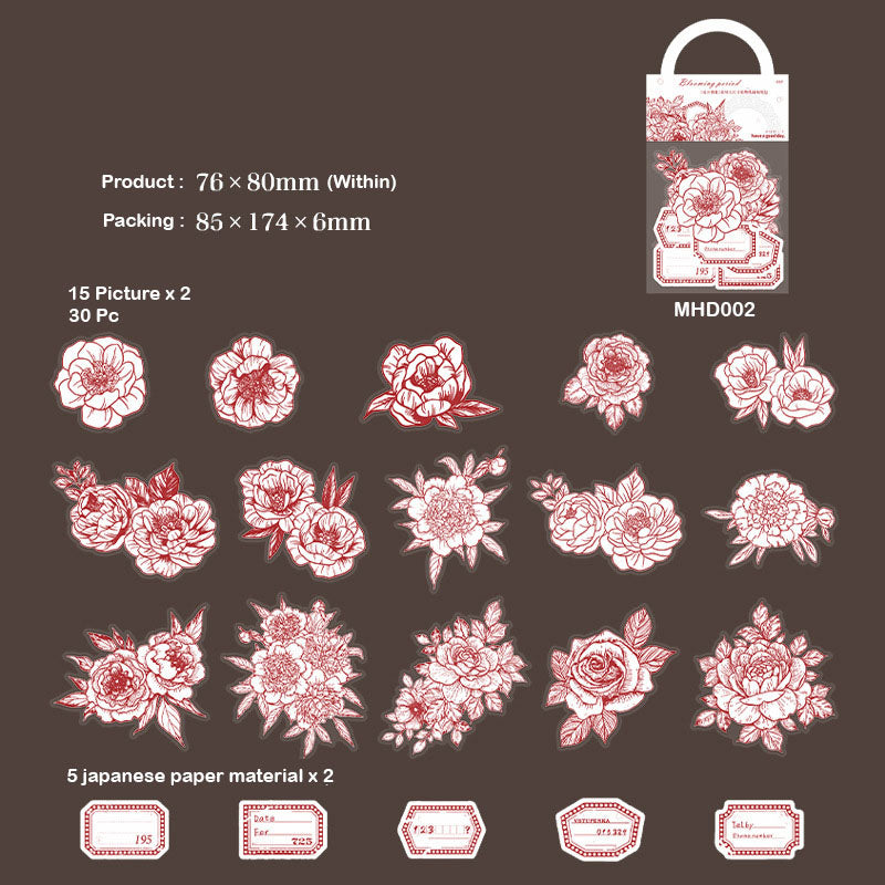 MHD002 Blooming Flower Sticker 76*80Mm 40Pc