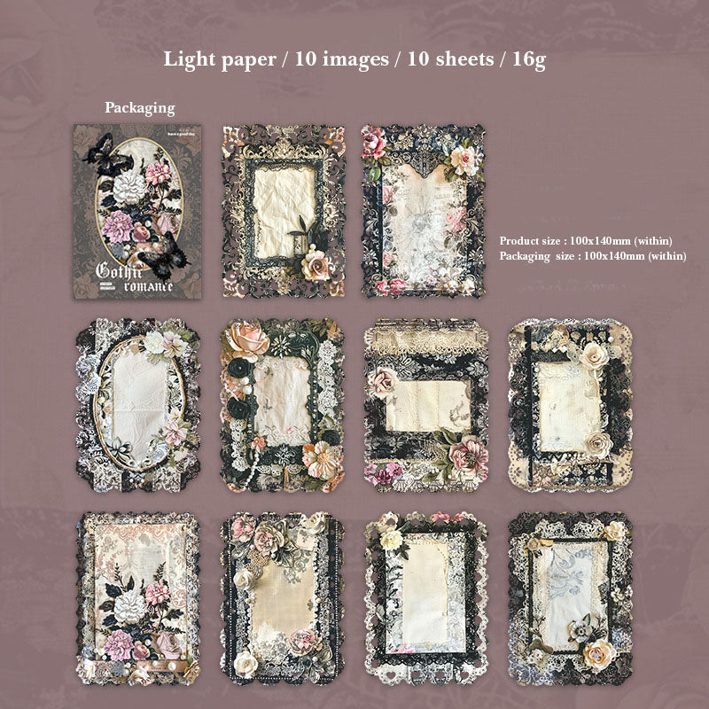 MHD-GTLM006-A beautiful day material paper Gothic romance series Gothic style lace hollow handbook material 10 sheets 6 types