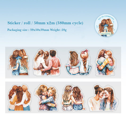 MHD-JBEX003-A|Sticker Roll|  beautiful day PET tape companion series character die-cut notebook decoration material recycling stickers 6 types