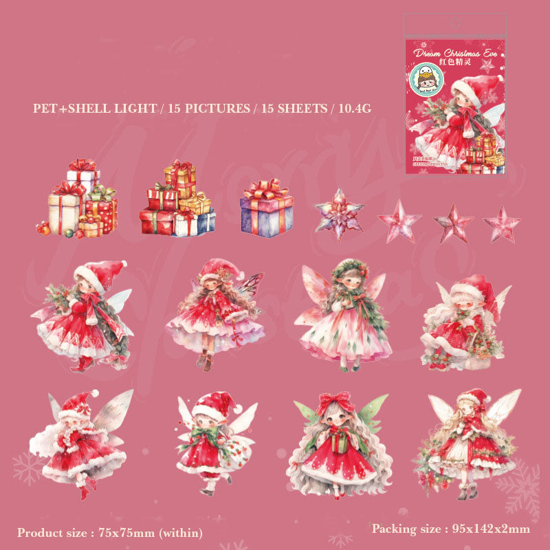 MHD-MHSD001-A wonderful day PET sticker pack Dreamy Christmas Eve series Christmas theme notebook material 15 pieces 6 types