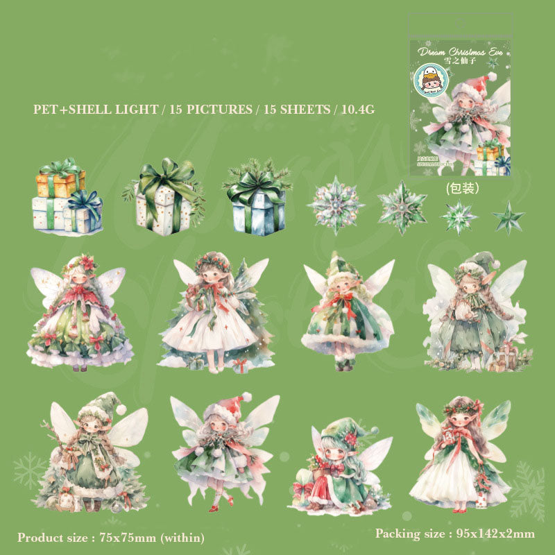 MHD-MHSD006-A wonderful day PET sticker pack Dreamy Christmas Eve series Christmas theme notebook material 15 pieces 6 types