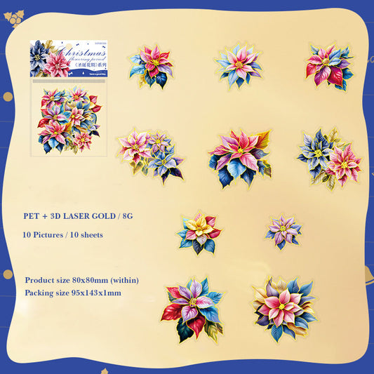 MHD-SDHQ006-Nice day PET sticker pack Christmas flower season series Christmas flower hot stamping handbook material 10 sheets 6 types