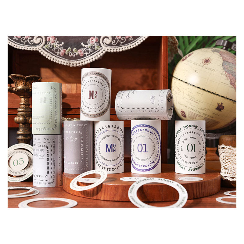 MLZJ201 -Any One Random Sticker Roll| Date Series boxed tape Moran's Land series English text landscaping precut film recycling stickers