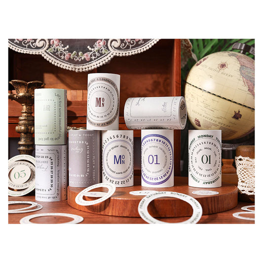 MLZJ201 -Any One Random Sticker Roll| Date Series boxed tape Moran's Land series English text landscaping precut film recycling stickers