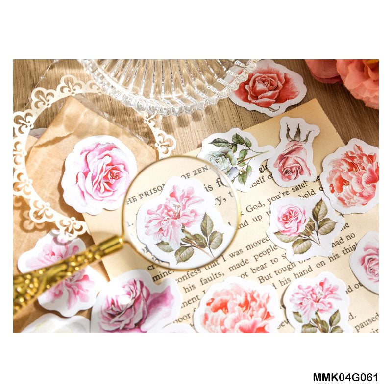 MMK04G061 Blooming Flowers Paper Cutout Sticker 40Pc