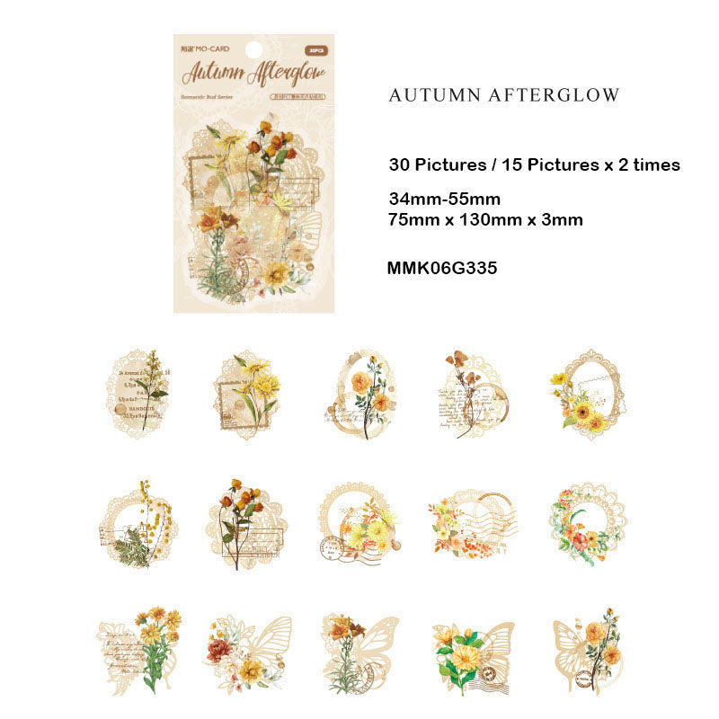 MMK06G335 Retro Pet Flower Sticker 30Pc