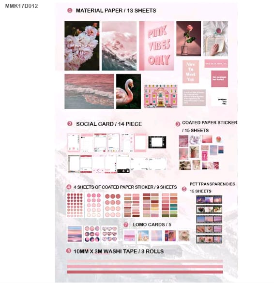 MMK17D012 -  Journal Paper, Transparent Stickers Combo | 64 Pcs | Within 210-297 mm