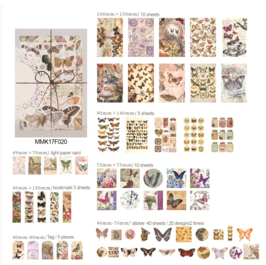 MMK17F020 Retro Paper Cutout and Sticker 83pcs