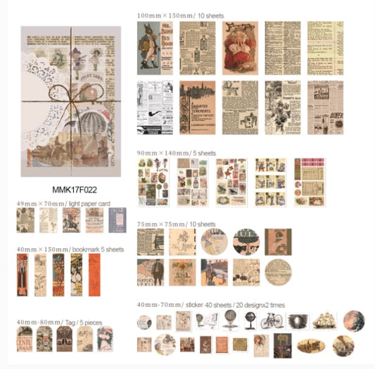 MMK17F022 Retro Paper Cutout and Sticker 83pcs