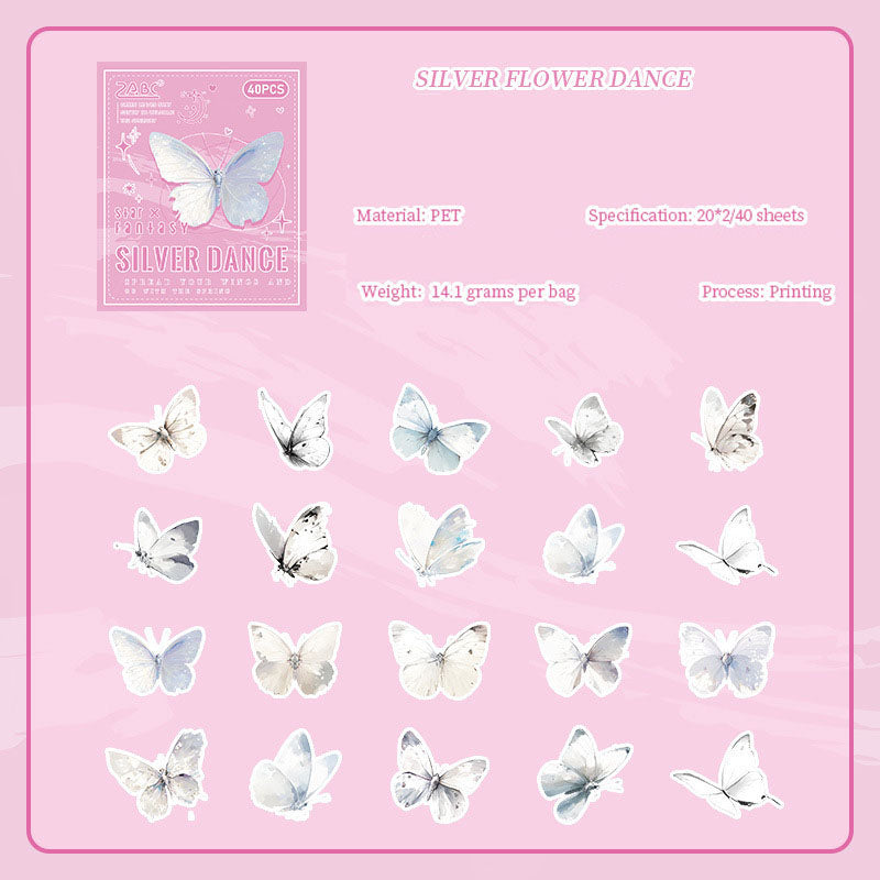 MXDY604 - pet stickers Moxiang butterfly shadow series creative stickers retro butterfly handbook material stickers