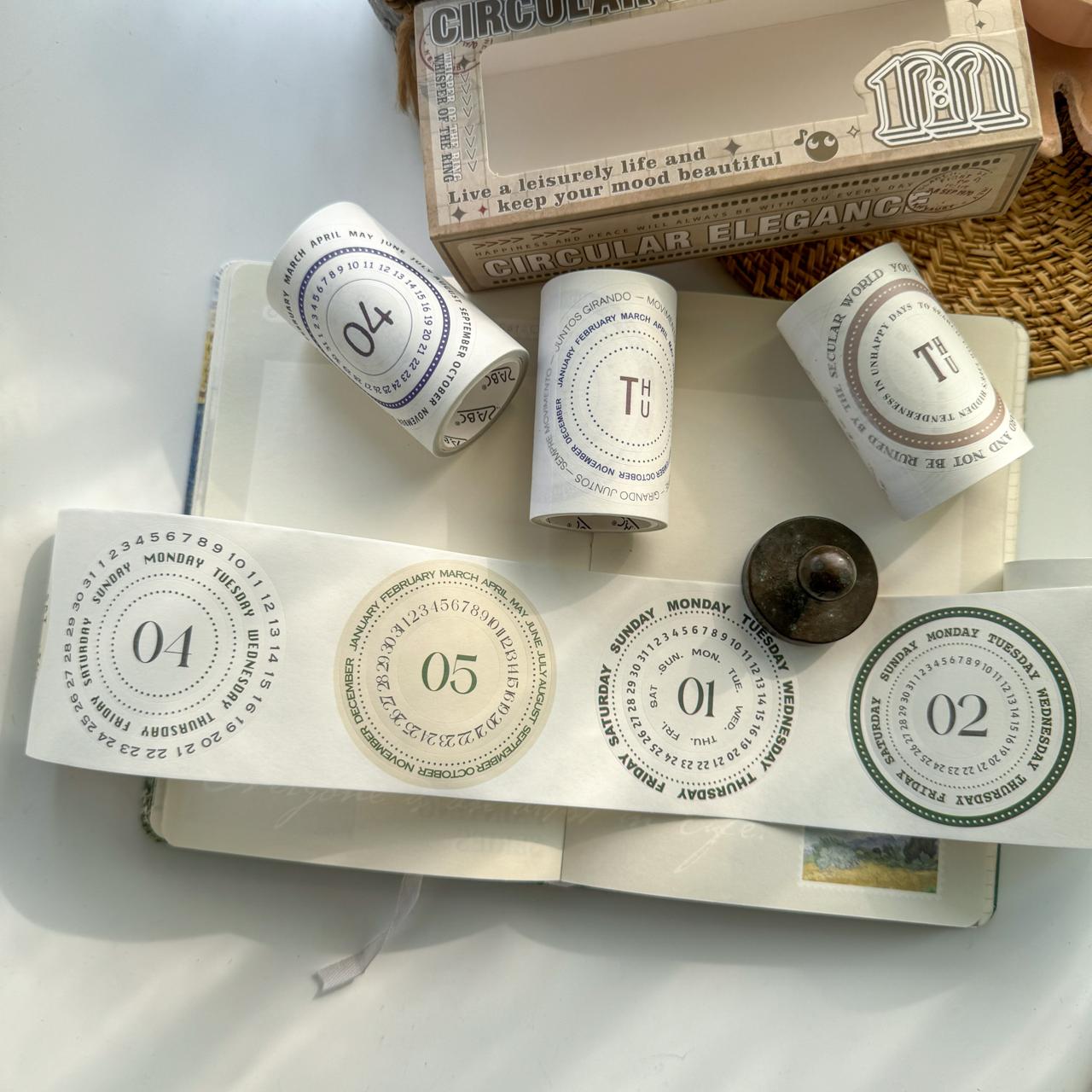 MLZJ201 -Any One Random Sticker Roll| Date Series boxed tape Moran's Land series English text landscaping precut film recycling stickers