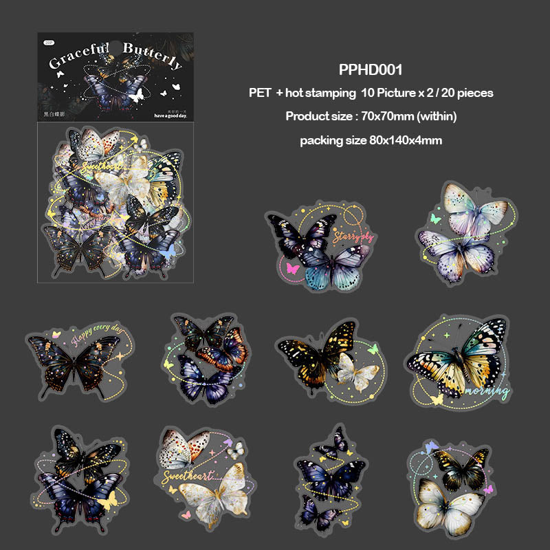 Pphd001 Graceful Butterfly Sticker 20Pc