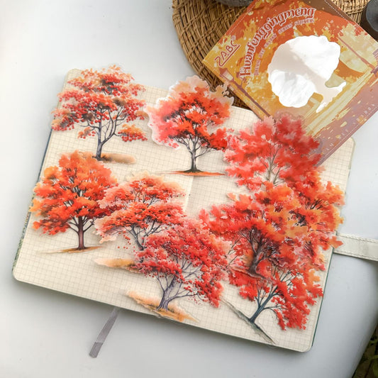 QMSY604 - sticker pack Dream tree shadow series tree landscaping theme pet handbook material stickers 10 pieces