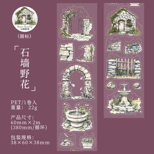 MHD-STXJ001-Floral Theme Transparent PET Sticker Roll | 60 mm | 2mtr